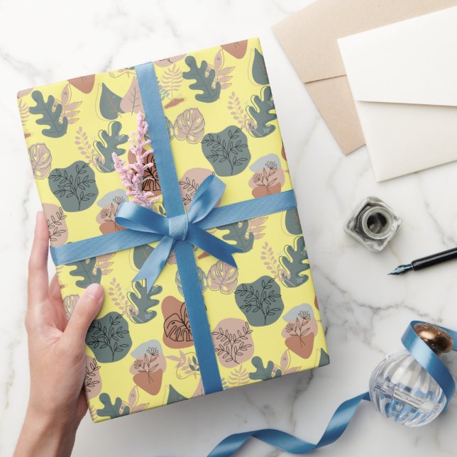 Papier Cadeau BOHO Motif esthétique A12 L Jaune BG (Cadeaux)