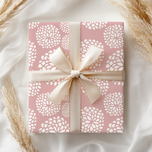 Papier Cadeau Boho Pastel Féminin Moderne Floral Rose