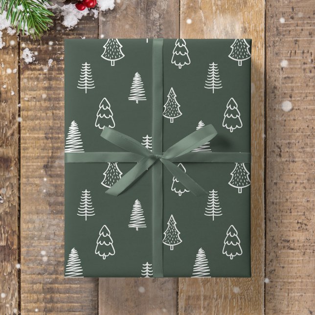 Papier Cadeau Boho Pine Trees Modern Christmas Minimalist Forest (Créateur téléchargé)
