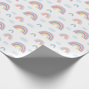 Papier Cadeau Boho Rainbows rose bleu jolie