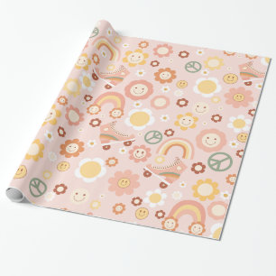 Papier Cadeau boho retro hippie super pastel