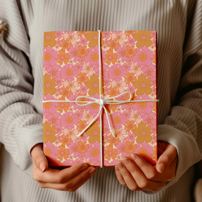 Papier Cadeau Boho rose Super rétro (Créateur téléchargé)