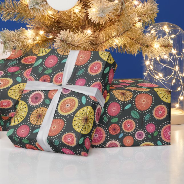 Papier Cadeau Boho Scandi fleur folk motif papier d'enveloppemen (Vacances)