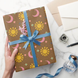 Papier Cadeau Boho Soleil & Lune Céleste 