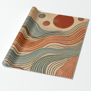 Papier Cadeau Boho Terre Abstrait dans les tons terre cuite