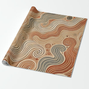 Papier Cadeau Boho Terre Abstrait dans les tons terre cuite