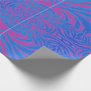 Papier Cadeau Boho Tiger Bleu et rose