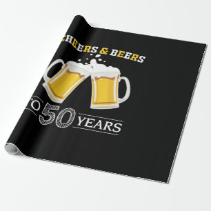 Papier Cadeau Boire de bière Cheers et bières à 50 ans Anniversa