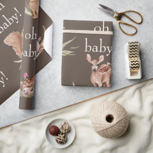 Papier Cadeau Bois Animaux Brown Oh Baby Wrapper Papier