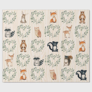Papier Cadeau Bois Bébé Forêt Animal