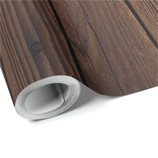 Papier Cadeau Bois Brown foncé rustique clôture en bois Style ch (Coin rond)