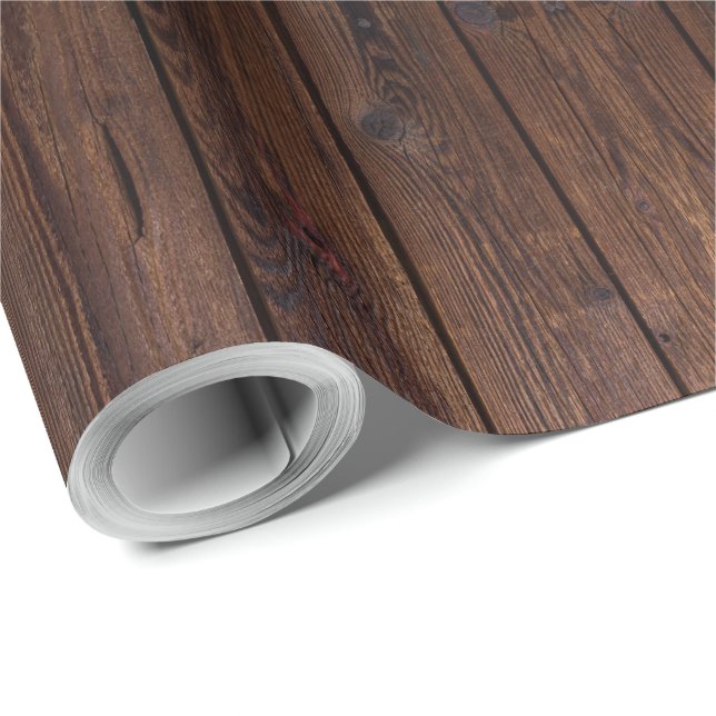 Papier Cadeau Bois Brown foncé rustique clôture en bois Style ch (Coin rond)