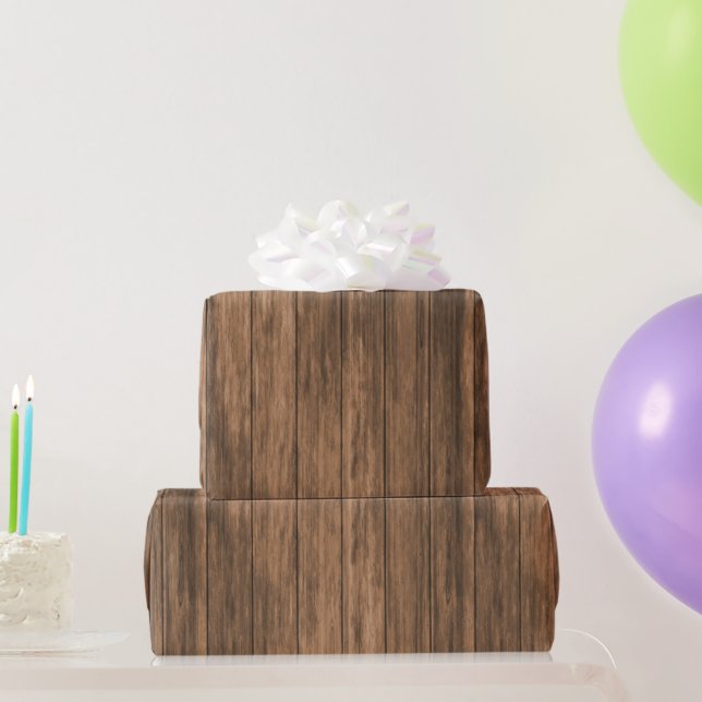Papier Cadeau Bois Brown rustique (Cadeaux de fête)