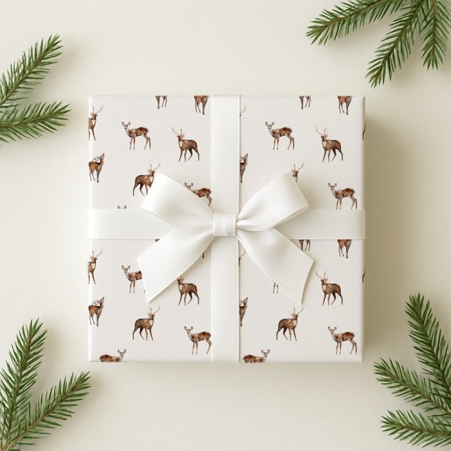 Papier Cadeau Bois, cerf festif (Créateur téléchargé)