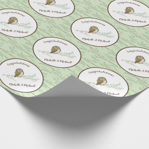 Papier Cadeau Bois de Baby shower de hibou