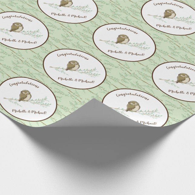 Papier Cadeau Bois de Baby shower de hibou (Coin)