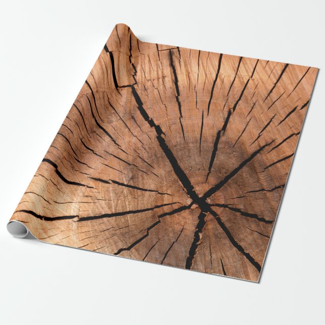 Papier Cadeau Bois de bois de sciage coupe (Déroulé)