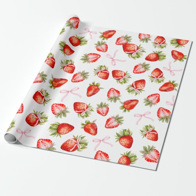Papier Cadeau Bois de fraises Coquette (Déroulé)