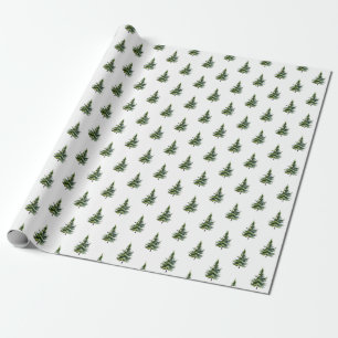 Papier Cadeau Bois d'hiver Forêt de petits sapins