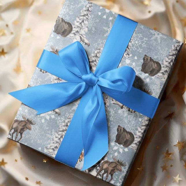 Papier Cadeau Bois d'hiver Oie de Noël Arbre de neige (Créateur téléchargé)