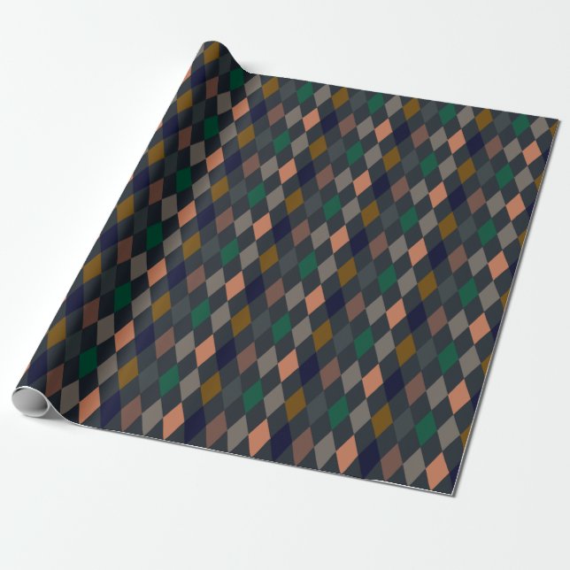 Papier Cadeau Bois foncé Harlequin Diamants (Déroulé)