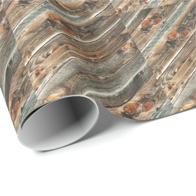 Papier Cadeau Bois occidental de grange de papier d'emballage (Coin rond)