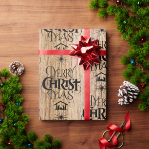 Papier Cadeau Bois rustique Joyeux Noël Woodland Christian