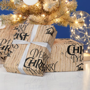Papier Cadeau Bois rustique Joyeux Noël Woodland Christian