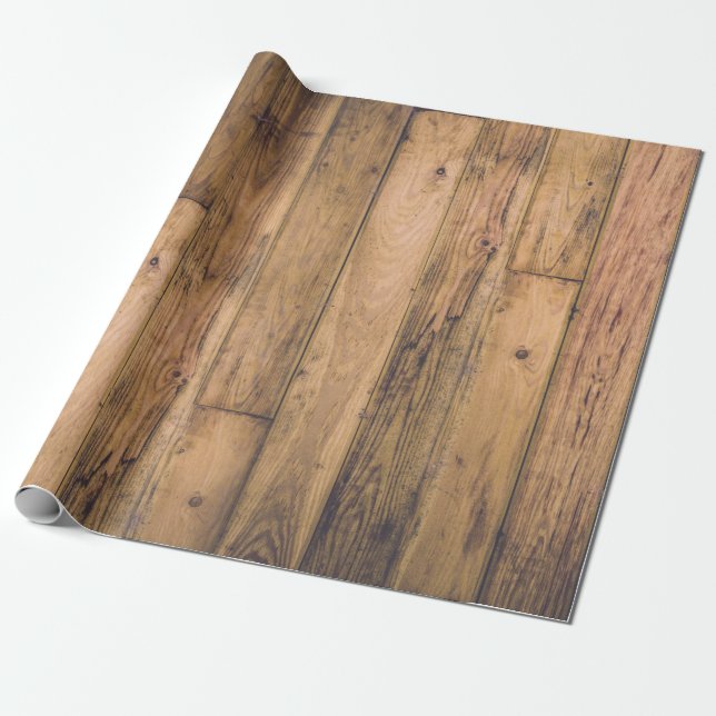 Papier Cadeau Bois rustique planches de ferme en bois grange (Déroulé)