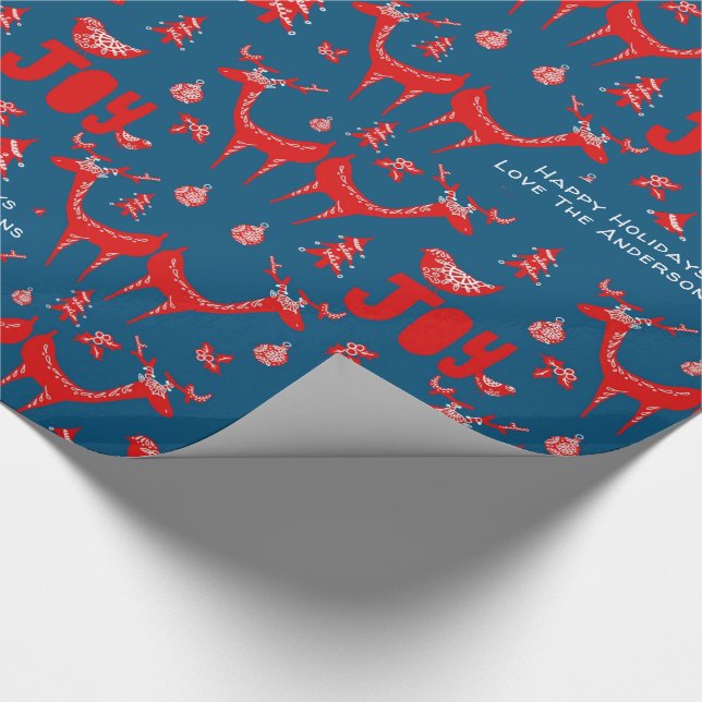 Papier Cadeau Bois scandinave Cerf hiver Noël Art folklorique (Coin)