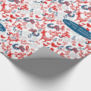 Papier Cadeau Bois scandinave Cerf hiver Noël Art folklorique