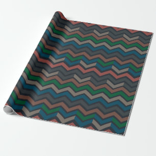 Papier Cadeau Bois sombre Terre Zigzag Chevron
