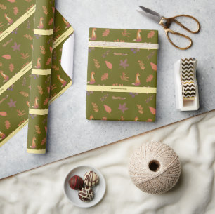 Papier Cadeau Bois Whimsical Vibes Automne Personnaliser la fami