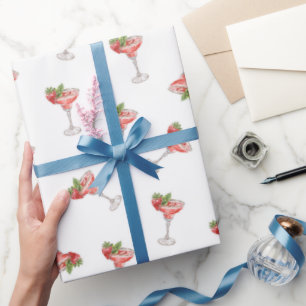 Papier Cadeau Boissons Cocktail de Fraise Enterrement de Vie de