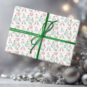 Papier Cadeau Boissons de Noël dessinées à la main