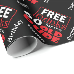 Papier Cadeau Boissons gratuites pour les 60 ans - Anniversaire