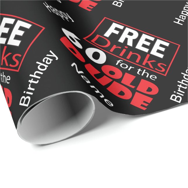 Papier Cadeau Boissons gratuites pour les 60 ans - anniversaire (Coin rond)