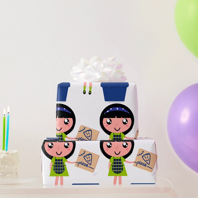 Papier Cadeau Boîte à pizza Recycling Girl Amusante Éco-Friendly (Créateur téléchargé)