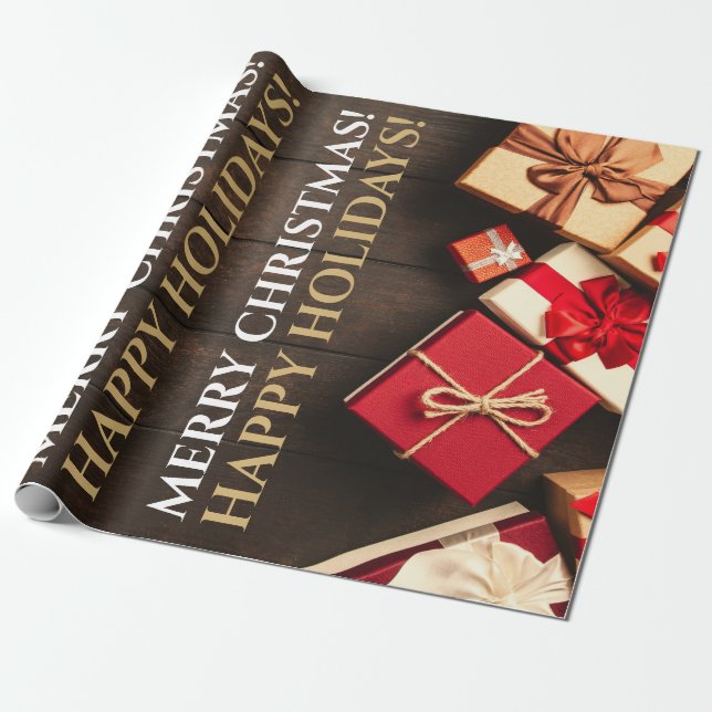 Papier Cadeau Boîte cadeau rustique, Noël (Déroulé)
