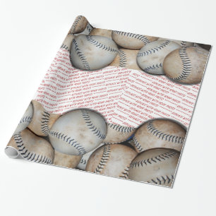 Papier Cadeau Boîte de Baseballs - Ajouter trois photos