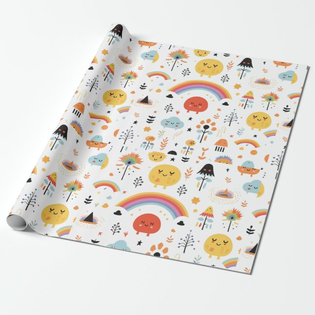 Papier Cadeau Boite moderne Orange et citrouille noir (Déroulé)