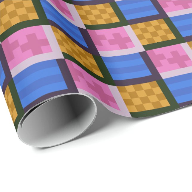 Papier Cadeau Boîtes à motifs abstraits  (Coin rond)