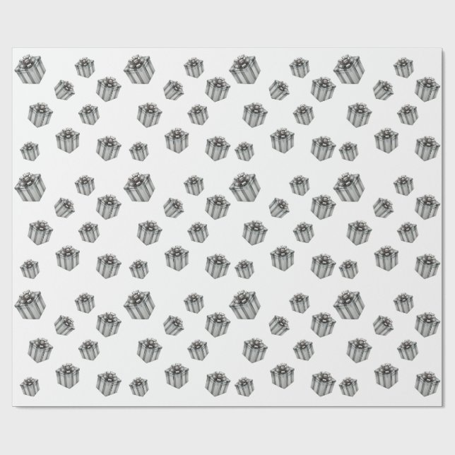 Papier Cadeau Boîtes-cadeaux argentées Élégantes Fêtes de luxe (Plat)