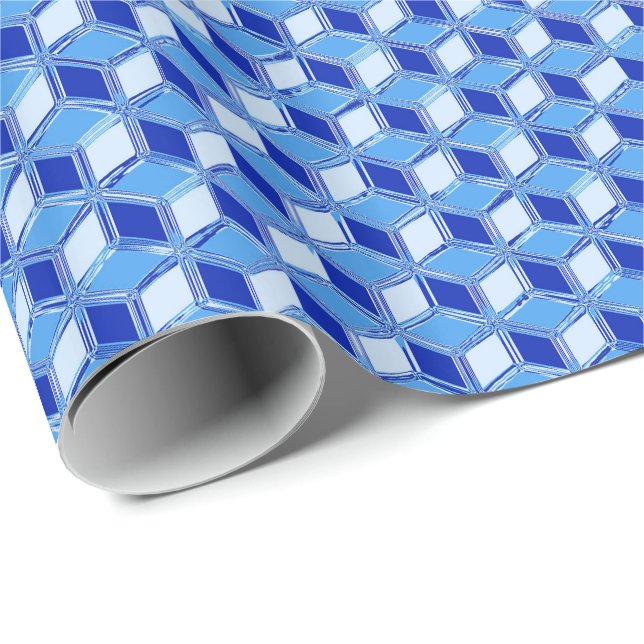 Papier Cadeau Boîtes Chrome 3-d - bleu cobalt (Coin rond)