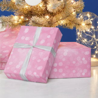 Papier Cadeau Bokeh rose vif lumières de Noël abstrait girly