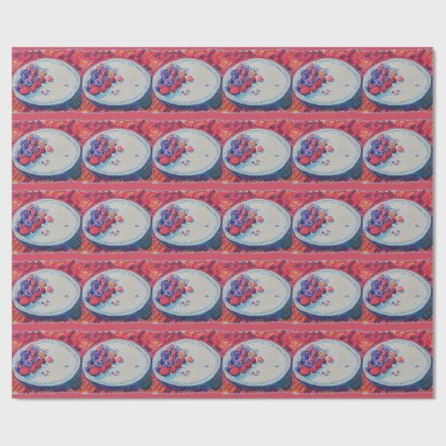 Papier Cadeau Bol de Fruits Rouges (Plat)
