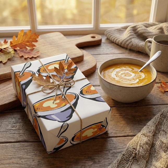 Papier Cadeau Bol de soupe aux tomates avec cuillère (Créateur téléchargé)