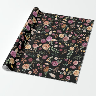 Papier Cadeau Bold Autumn Boho Flowers Botanical Garden