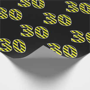 Papier Cadeau Bold, Black & Yellow Stripes 30 Numéro d'événement