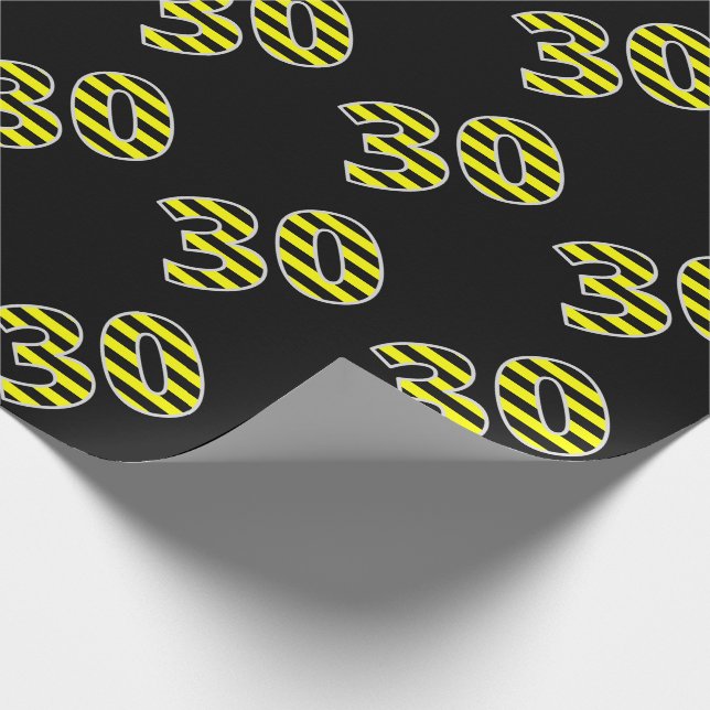Papier Cadeau Bold, Black & Yellow Stripes 30 Numéro d'événement (Coin)
